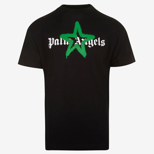Palm Angels Green Star T-Shirt Black